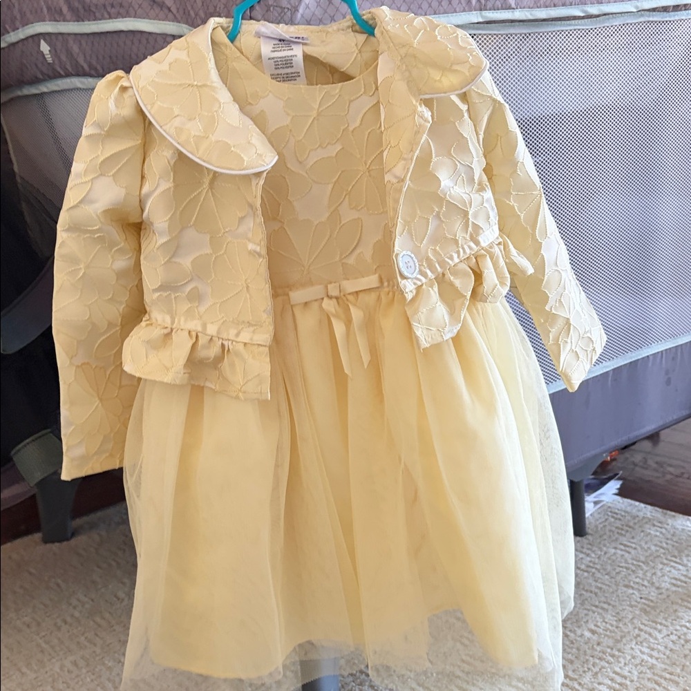 Blueberi Boulevard Yellow Floral Kids Formal Dress
